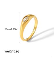 304 Stainless Steel Casual Korean Style Plating Inlay Round Zircon Rings main image 2