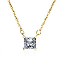 Simple Style Square Copper Plating Inlay Zircon 24k Gold Plated Pendant Necklace main image 3
