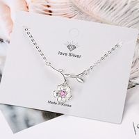 Sweet Leaf Flower Copper Zircon Pendant Necklace In Bulk sku image 1