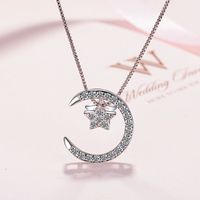 Ig Style Sweet Star Moon Copper Zircon Pendant Necklace In Bulk main image 1