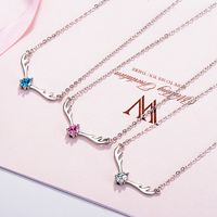 Wholesale Simple Style Solid Color Copper Inlay Rhinestones Pendant Necklace main image 2