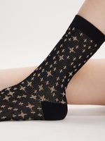 Femmes Rétro Star Bande Fleur Coton Crew Socks Une Paire main image 2