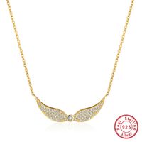 Simple Style Korean Style Wings Sterling Silver Plating Inlay Zircon 14k Gold Plated White Gold Plated Necklace sku image 1