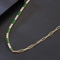 Simple Style Korean Style Geometric Sterling Silver Plating Inlay Zircon 14k Gold Plated White Gold Plated Necklace main image 1