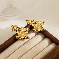 1 Pair Simple Style Classic Style Solid Color Butterfly Plating Stainless Steel 18k Gold Plated Ear Studs sku image 1