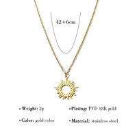 Fashion Simple Titanium Steel Sun-shaped Necklace Plated 14k Gold Clavicle Chain main image 7