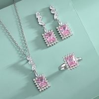 Vintage Style Simple Style Geometric Color Block Sterling Silver Plating Inlay Zircon Women's Jewelry Set main image 1