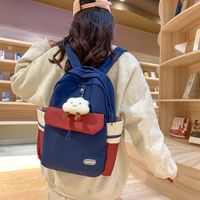 One Size Cartoon Color Block Daily School Backpack sku image 3