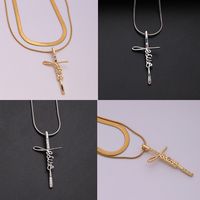 Hip-hop Punk Letter Stainless Steel Copper 18k Gold Plated Silver Plated Zircon Pendant Necklace In Bulk main image 1
