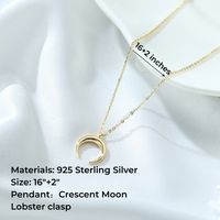 Simple Style Commute Moon Sterling Silver Plating 14k Gold Plated Pendant Necklace main image 2