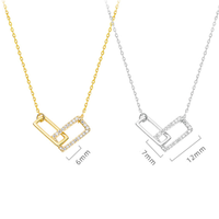 Glam Shiny Square Sterling Silver Plating Inlay Zircon Gold Plated Silver Plated Pendant Necklace main image 2