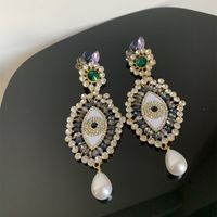 Retro Baroque Style Eye Alloy Pearl Plating Inlay Acrylic Rhinestones Gold Plated Women's Earrings Necklace main image 9
