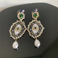 Retro Baroque Style Eye Alloy Pearl Plating Inlay Acrylic Rhinestones Gold Plated Women's Earrings Necklace main image 10