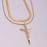 Hip-hop Punk Letter Stainless Steel Copper 18k Gold Plated Silver Plated Zircon Pendant Necklace In Bulk main image 4