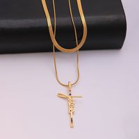 Hip-hop Punk Letter Stainless Steel Copper 18k Gold Plated Silver Plated Zircon Pendant Necklace In Bulk main image 6