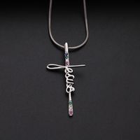 Hip-hop Punk Letter Stainless Steel Copper 18k Gold Plated Silver Plated Zircon Pendant Necklace In Bulk sku image 2