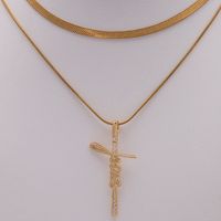 Hip-hop Punk Letter Stainless Steel Copper 18k Gold Plated Silver Plated Zircon Pendant Necklace In Bulk sku image 3