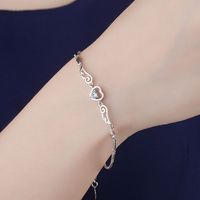 Élégant Luxueux Forme De Cœur Le Cuivre Incruster Zircon Or Blanc Plaqué Bracelets main image 1