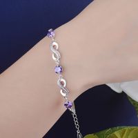 De Gros Style Simple Style Classique Couleur Unie Le Cuivre Incruster Strass Bracelets main image 2