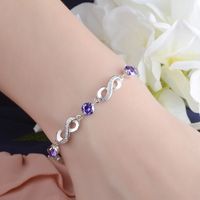 De Gros Style Simple Style Classique Couleur Unie Le Cuivre Incruster Strass Bracelets main image 3