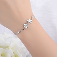 Wholesale Simple Style Classic Style Leaf Copper Inlay Zircon Bracelets main image 2