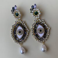 Retro Baroque Style Eye Alloy Pearl Plating Inlay Acrylic Rhinestones Gold Plated Women's Earrings Necklace sku image 1