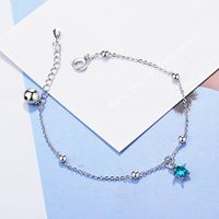 Copper White Gold Plated Fairy Style Elegant Lady Inlay Pentagram Rhinestones Bracelets sku image 1