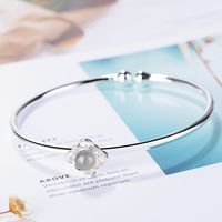 Copper Basic Lady Simple Style Inlay Round Artificial Crystal Bangle main image 3