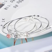 Copper Basic Lady Simple Style Inlay Round Artificial Crystal Bangle main image 5