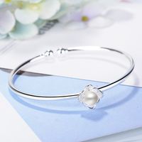 Copper Basic Lady Simple Style Inlay Round Artificial Crystal Bangle main image 4