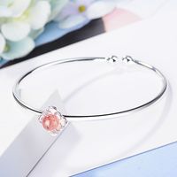 Copper Basic Lady Simple Style Inlay Round Artificial Crystal Bangle main image 1