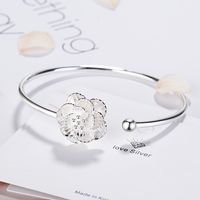 Copper Silver Plated Cute Lady Sweet Plating Flower Bangle main image 4