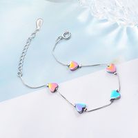 Simple Style Heart Shape Artificial Stone Copper White Gold Plated Bracelets In Bulk main image 4