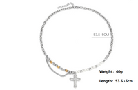 Hip-Hop Cross 304 Stainless Steel Artificial Pearl Beaded Polishing Zircon Unisex Pendant Necklace main image 2
