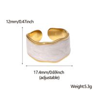 304 Stainless Steel 18K Gold Plated Simple Style Commute Enamel Plating Irregular AB Glue Pearl Cream Open Rings main image 7