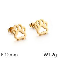 1 Pair Vintage Style Paw Print Plating Stainless Steel 18K Gold Plated Ear Studs sku image 2