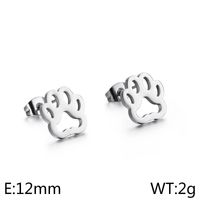 1 Pair Vintage Style Paw Print Plating Stainless Steel 18K Gold Plated Ear Studs sku image 1
