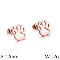1 Pair Vintage Style Paw Print Plating Stainless Steel 18K Gold Plated Ear Studs sku image 3