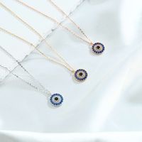 Glam Shiny Round Devil's Eye Sterling Silver Plating Inlay Zircon 14k Gold Plated Pendant Necklace main image 1