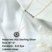 Glam Shiny Round Devil's Eye Sterling Silver Plating Inlay Zircon 14k Gold Plated Pendant Necklace main image 2