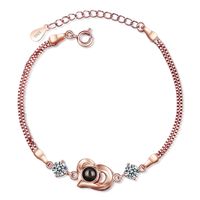 Simple Style Heart Shape Copper Zircon Bracelets In Bulk sku image 2