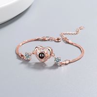 Copper IG Style Elegant Lady Plating Inlay Heart Shape Rhinestones Zircon Bracelets main image 4