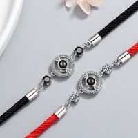 Simple Style Round Rope Copper Inlay Zircon Couple Bracelets main image 4
