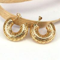 1 Pair Casual Simple Style C Shape Star Plating Hollow Out Copper 18k Gold Plated Silver Plated Ear Studs main image 8