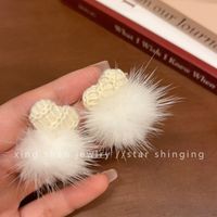 Wholesale Jewelry Elegant Heart Shape Bow Knot Alloy Artificial Pearls Zircon Plating Inlay Earrings sku image 13