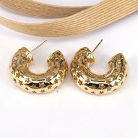 1 Pair Casual Simple Style C Shape Star Plating Hollow Out Copper 18k Gold Plated Silver Plated Ear Studs main image 4
