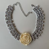 Elegant Luxurious Rose Alloy Plating Inlay Acrylic Rhinestones Silver Plated Women's Choker main image 9