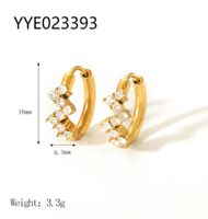 1 Pair Nordic Style French Style Flower Plating Inlay 304 Stainless Steel Rhinestones 18K Gold Plated Hoop Earrings main image 2