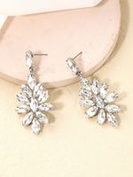 1 Pair Shiny Flower Inlay Alloy Glass Gold Plated Drop Earrings main image 3