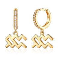 1 Pair Simple Style Classic Style Constellation Plating Inlay Copper Zircon 14k Gold Plated Drop Earrings sku image 1